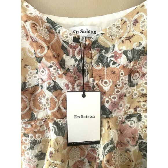 En Saison Presley Embroidered Tiered Floral Midi Dress Size L Summer NWT Revolve - Picture 12 of 13